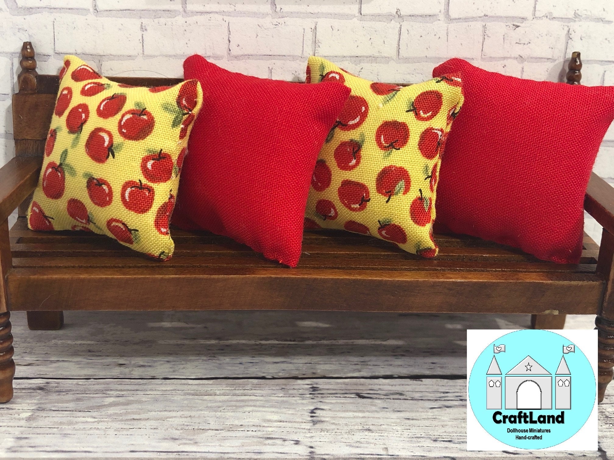Miniature Dollhouse Pillow Set Red Apples Spring Scale 112 Etsy