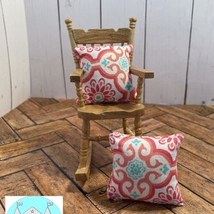 Miniature Dollhouse Pillow, Pink Mandala, Scale 1:12