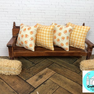 Miniature Dollhouse Halloween Pillows, Tiny Candy Corn, Scale 1:12
