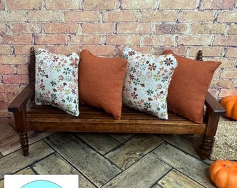 Miniature Dollhouse Pillow Set, Fall flowers, Scale 1:12