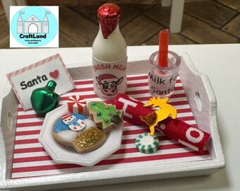 Miniature Dollhouse Christmas Tray, Cookies for Santa, Snowman, Scale 1:12
