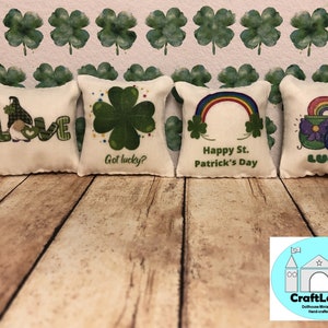 Miniature Dollhouse Pillows, St. Patrick's Day, Scale 1:12