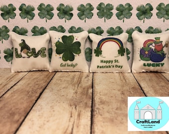 Miniature Dollhouse Pillows, St. Patrick's Day, Scale 1:12
