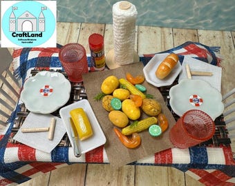 Miniature Dollhouse Seafood Feast, Nautical, Scale 1:12