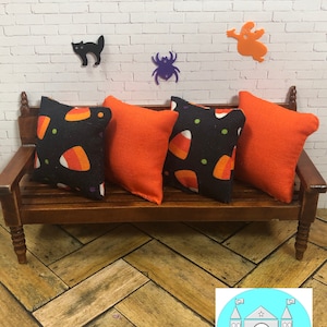 Miniature Dollhouse Pillows, Halloween, Candy Corn, Scale 1:12