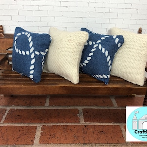 Miniature Dollhouse Nautical pillows, Scale 1:12