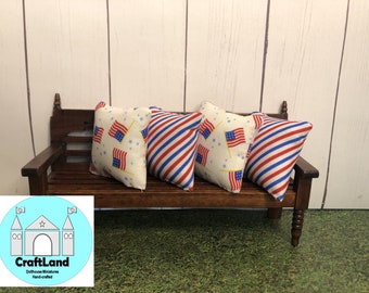 Miniature Dollhouse Independence Day, Pillow Set, Flags, Scale 1:12