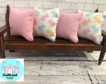 Miniature Dollhouse Pillows, Easter bunnies, Scale 1:12