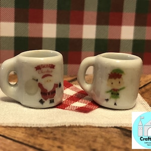Miniature Dollhouse Christmas mugs, Scale 1:12