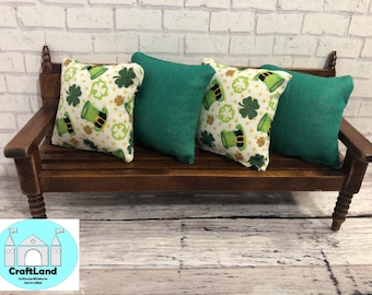 Miniature Dollhouse Pillows, St. Patrick's Day, Scale 1:12