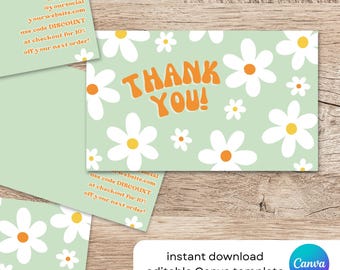 Neutral Thank You Card Editable Canva Template | Thank You Card ...