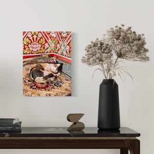 Sleeping Cat in a Temple in Koh Samui, Thailand Digital Prints - Thailand Wall Art - High-Resolution Travel Photography Download - Cat Art