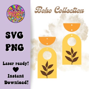 Archivo SV de pendientes boho, archivo SVG de pendiente de planta boho, archivo SVG de pendiente de Glowforge, archivo de pendiente boho cortado con láser