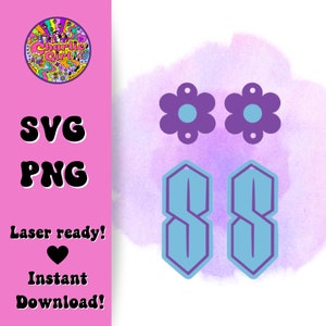 90s Earrings SVG file, 90s S Earrings SVG laser cut file, Glowforge Earrings 90s SVG