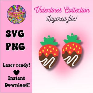 chocolate covered strawberry svg file, earring laser cut file, chocolate covered strawberry laser cut glowforge svg file