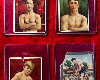 1910 Champion Series- Boxing - Produced By Honest Long Cuts & Mecca Tobacco - Lot Of 4 Cards.