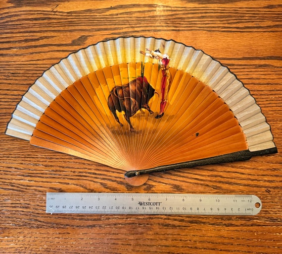 Vintage Spanish Folding Hand FAN Bull Fight Matad… - image 2