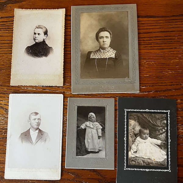 Victorian Era Cabinet Card - Instant Family- Group of 5 Beautiful Cards- Original -1890’s Slatington Pa.