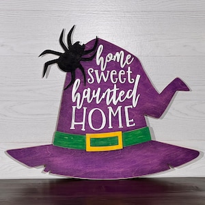 Home Sweet Haunted Home Witch Hat Door Hanger