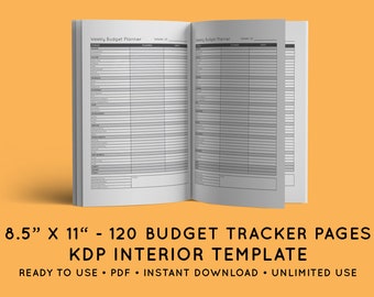 Weekly Budget Planner - Amazon KDP Interior Template - 8.5" x 11" Template Pages - 120 PDF Pages - Ready-to-Use Low-Content Template