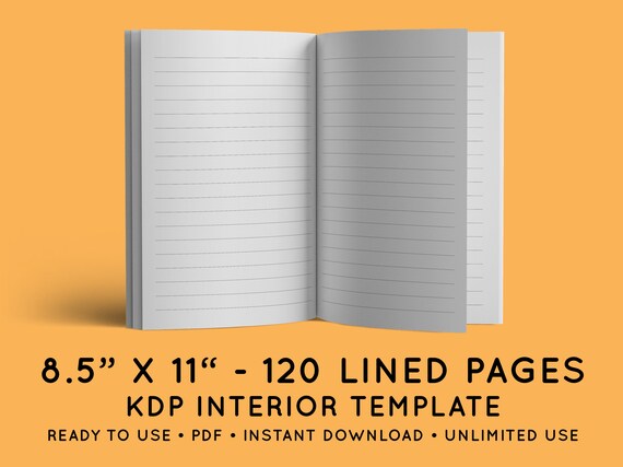 8.5"x11" Lined Pages - Amazon KDP Interior Template - 120 PDF Pages - Ready-to-Use Low-Content Template for Journals, Notebooks, Diaries