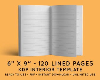 6"x9" Lined Pages - Amazon KDP Interior Template - 120 PDF Pages - Ready-to-Use Low-Content Template for Journals, Notebooks, Diaries