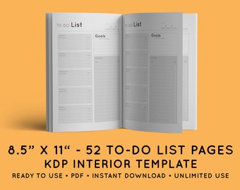 To-Do List - Amazon KDP Interior Template - 8.5" x 11" Template Pages - 120 PDF Pages - Ready-to-Use Low-Content Template - Planner / 2020