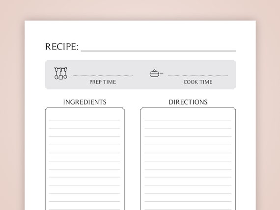 Blank Recipe Book / Cookbook  KDP Interior Template 8.5 X 11