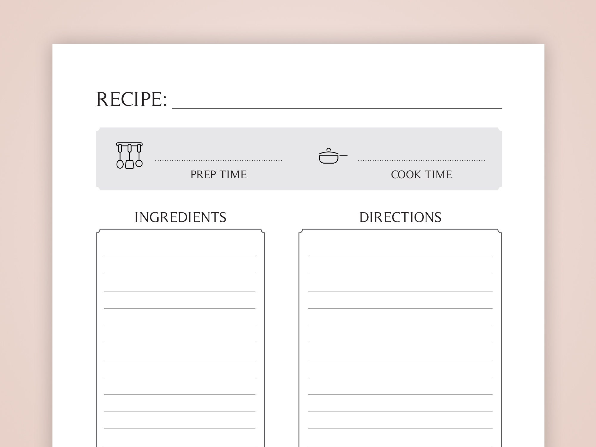 Blank Recipe Book Template Printable KDP Graphic by Hrafart