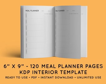 Weekly Meal Planner & Grocery List - Amazon KDP Interior Template - 6" x 9" Template Pages - 120 PDF Pages - ReadyToUse Low-Content Template
