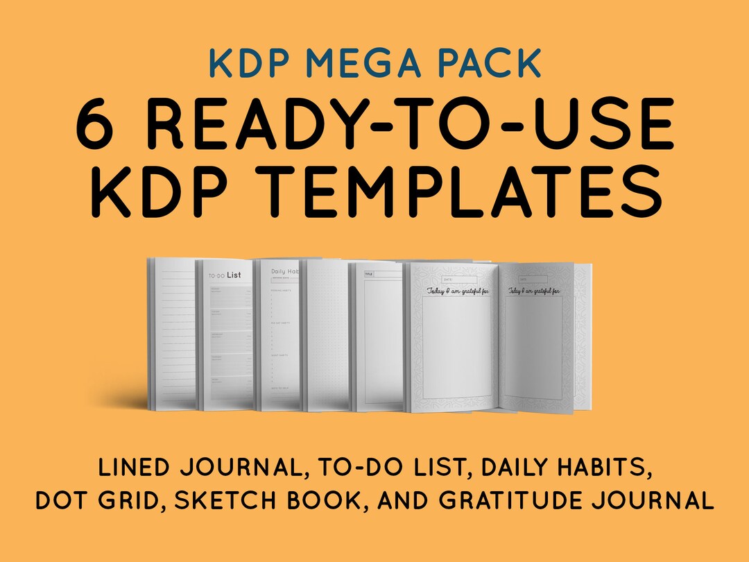 KDP Mega Bundle - 6 KDP Templates - Lined Pages, To-do List, Daily ...
