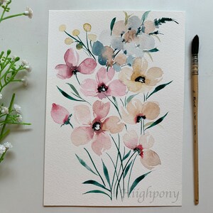 水彩ピンクの花のアートプリントデジタルダウンロード、壁の装飾、ベビーシャワーギフト、保育園の装飾壁アート