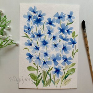 Acuarela floral Arte impresiones, arte de pared floral azul, descarga digital, estampados de arte de flores de acuarela, decoración de la pared, regalos de ducha de bebé
