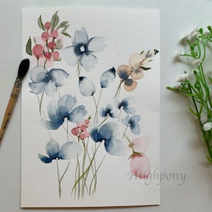 Acuarela floral Arte impresiones, arte de pared floral, descarga digital, impresión de arte de la flor de la acuarela, decoración de la pared, regalo de la ducha del bebé / arte de la pared