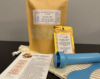 Authentic, All-Natural Jordanian Falafel Mix, Sesame Seeds, Recipe, and Optional Mold