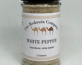 White Pepper, All-Natural, From Jordan, 0.5, 1, 2 Ounces. Packaging Options Available