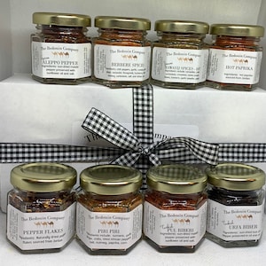 Eight Authentic Middle Eastern and African Spices, Customizable, Choose 8 from 50+ Traditional Spices, Available in 1.5 oz Glass Jars.