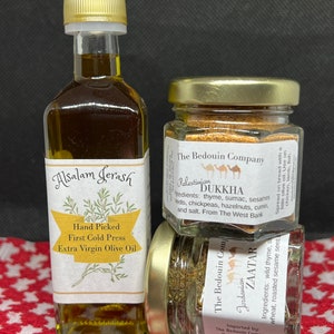 November 2025 Harvest:  Jordanian Olive Oil with Zaatar and Dukkha, Great Gift Set, Perfect to Pack When Traveling