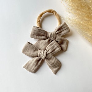 Hair Bows For Girls, Baby Headbands, Newborn Headband Bow, Neutral Headband image 5