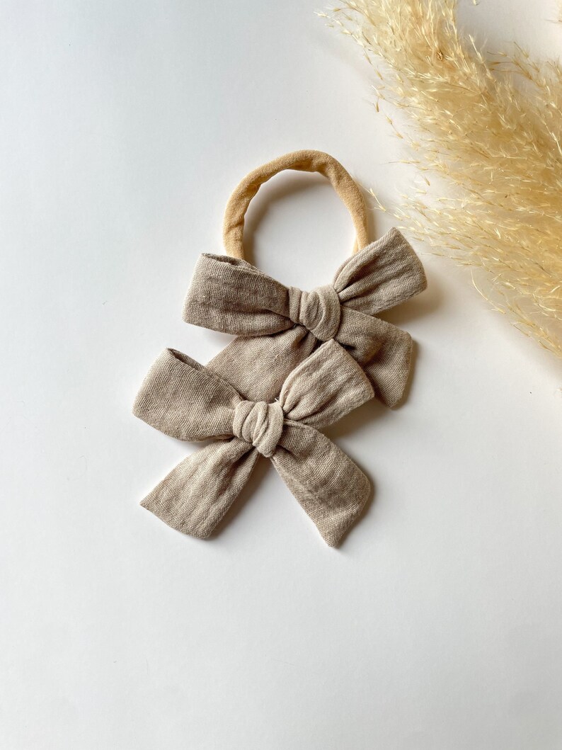 Hair Bows For Girls, Baby Headbands, Newborn Headband Bow, Neutral Headband image 5