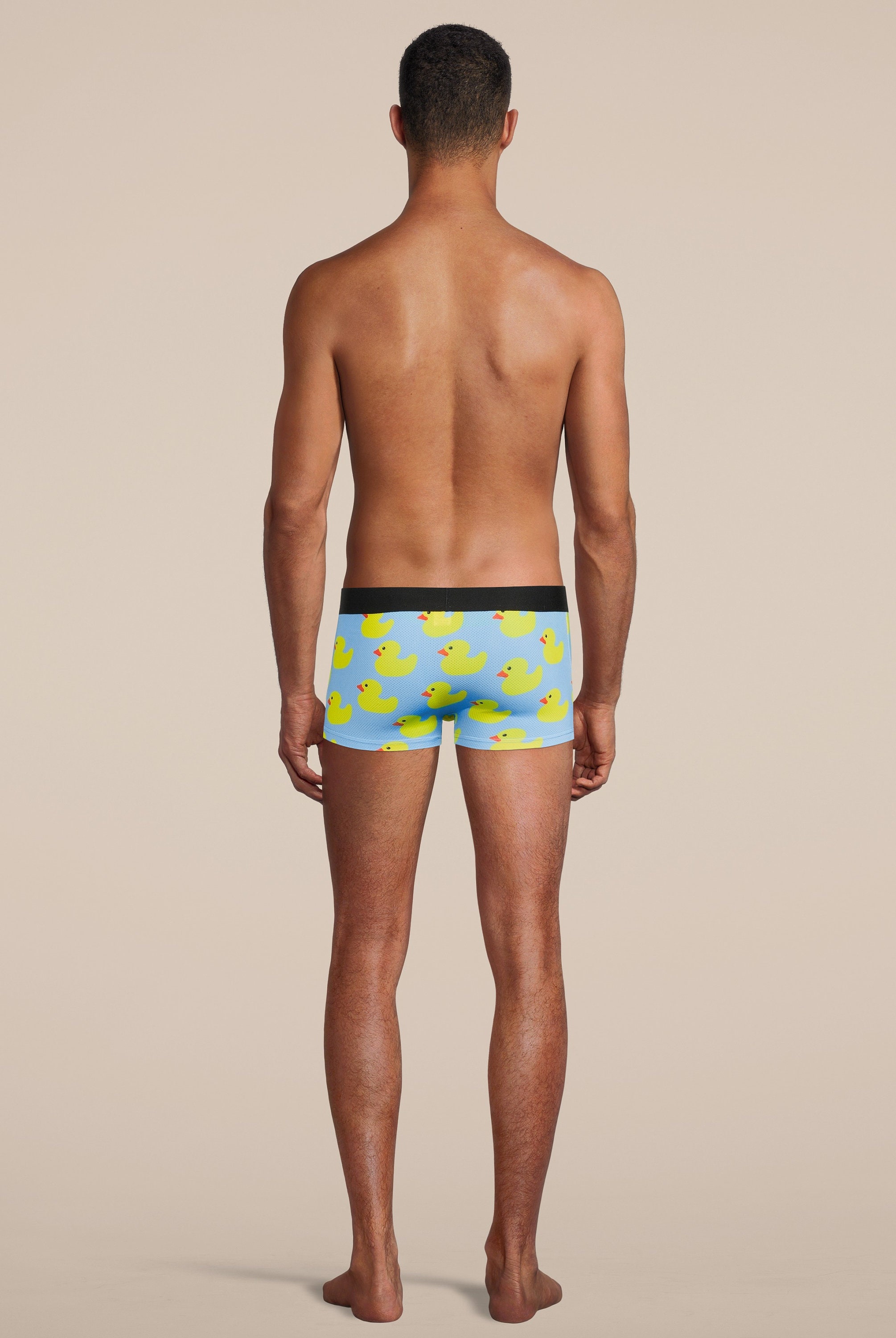 Men's Rubber Duck Boxer Trunks with Pouch, Men's Blue and Yellow Underwear