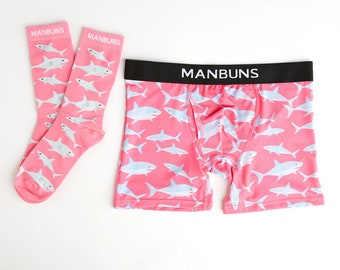 Baby Shark Boxer Brief with Pouch & Sock Set, , Men's Matching Underwear and Socks,  Fun Novelty Gag Gifts for Him, Men's Stocking Stuffer