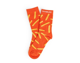 French Fries Crew Socks, Novelty Food Print, Unisex Gift