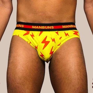 Men&#39;s Flash Inspired Red and Yellow Lightning Bolt Briefs