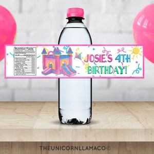 Bounce House Bottle Labels, Outdoor Party Labels, Park Favors, Printables, Personalized, DIY, Girl Birthday, Swings, Slides