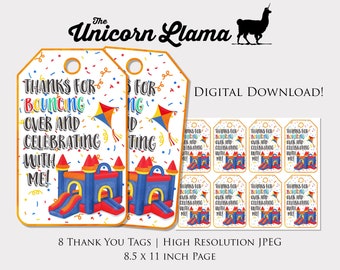Bounce House Thank You Tags, Playground Party Favors, Park Birthday Party, Printables, Digital, Instant Download, Outdoor Birthday, Swings