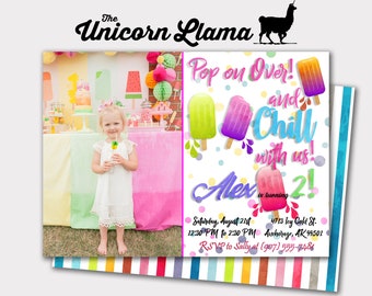 Popsicle Picture Invitation, Popsicle Party, Popsicle Invite, Popsicle Birthday, Printables, Girl Party, DIY, Ice Cream, Summer Party
