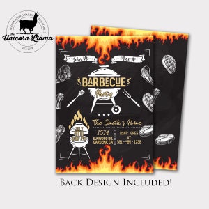 Backyard BBQ Invitation, Barbecue Invitation, BBQ Invitation, Backyard Barbecue Invite, Adult Party, BBQ Party, Barbecue Party, Grill, Meat