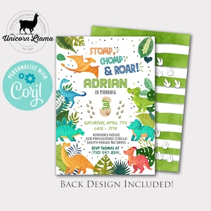 EDITABLE Dinosaur Invitation Backyard Party Dinosaur Invite boy Birthday Printables Stomp Chomp Roar Party Personalized Rawr Template