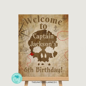 EDITABLE Pirate Birthday Welcome Sign Pirate Treasure Map Party Pirate Ship Birthday Printables Boy Party DIY 1st Birthday Pirates Birthday